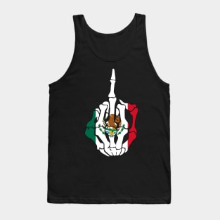 Skeleton Middle Finger Mexico Flag Tank Top